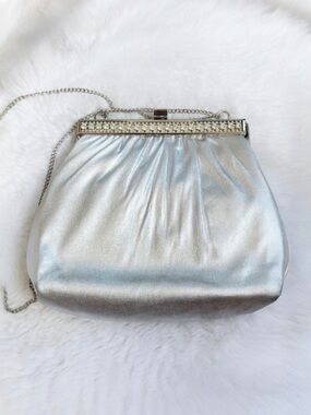 HL usa Vintage Silver Evining Bag with‎ Rhinestone